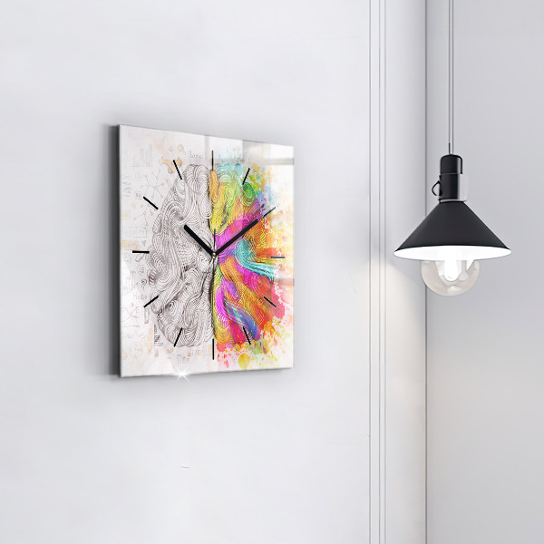 Wanduhr modern quadratisch Abstraktes Gehirn