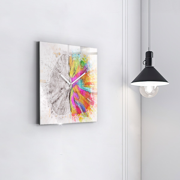 Wanduhr modern quadratisch Abstraktes Gehirn