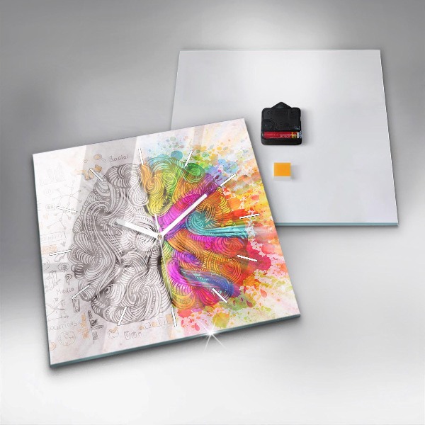 Wanduhr modern quadratisch Abstraktes Gehirn