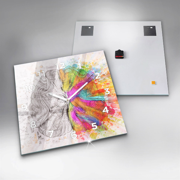 Wanduhr modern quadratisch Abstraktes Gehirn