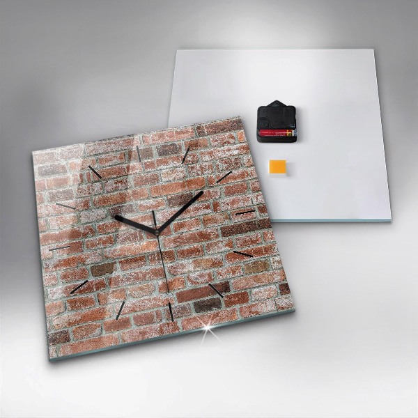 Wanduhr quadratisch mit motiv Backsteinmauer
