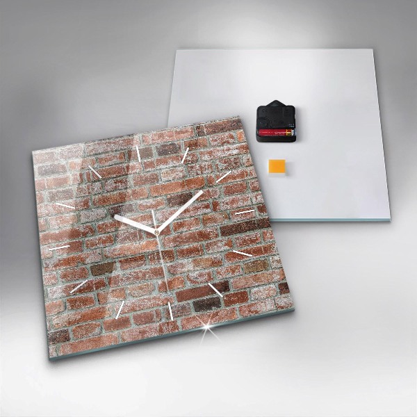Wanduhr quadratisch mit motiv Backsteinmauer