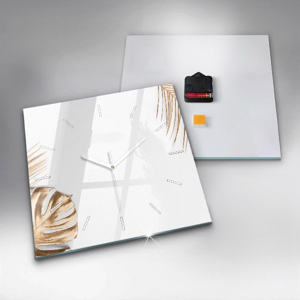 Wanduhr modern quadratisch Tropische Blätter