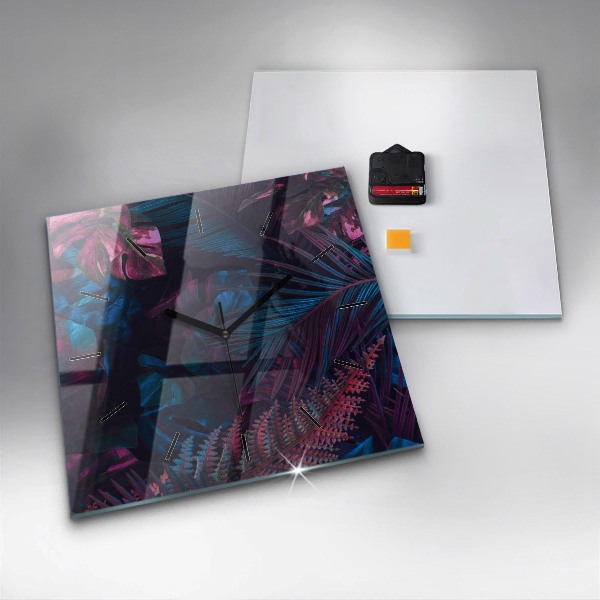 Wanduhr modern quadratisch Exotische Blumen