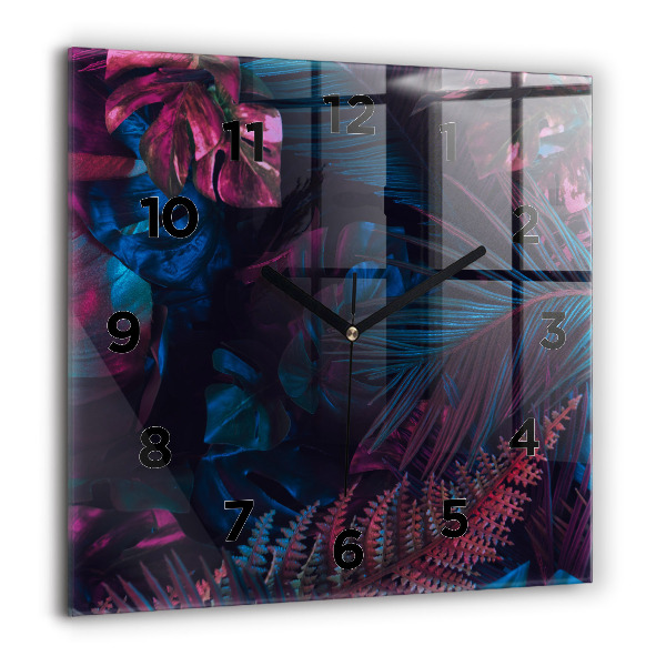 Wanduhr modern quadratisch Exotische Blumen