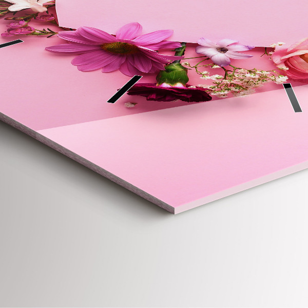 Wanduhr quadratisch mit motiv Herz aus Blumen