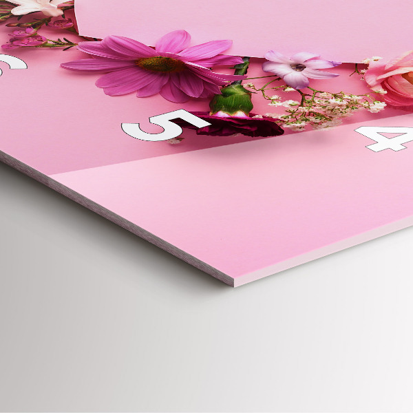 Wanduhr quadratisch mit motiv Herz aus Blumen