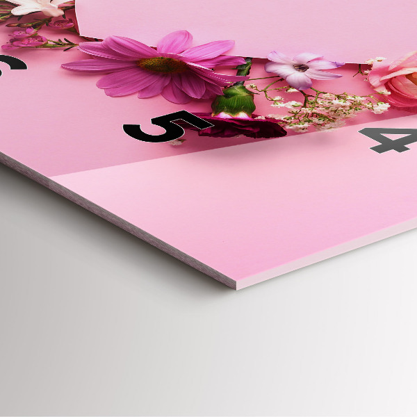 Wanduhr quadratisch mit motiv Herz aus Blumen