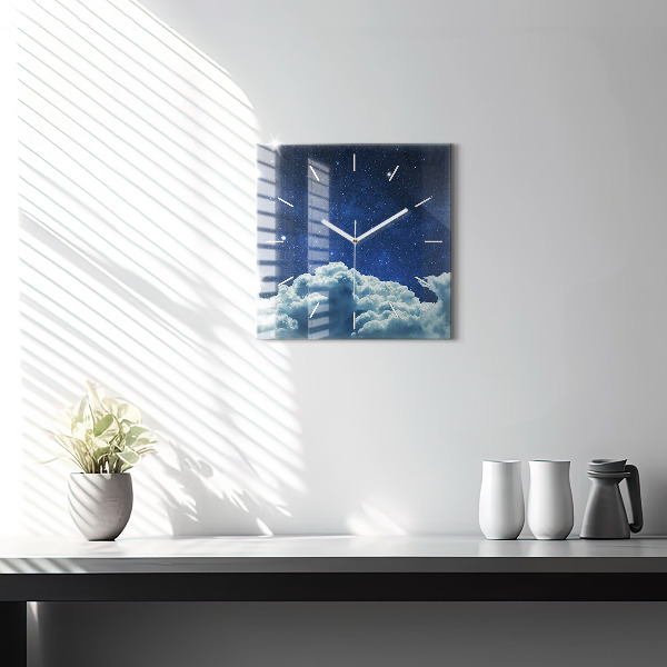 Wanduhr modern quadratisch Nachthimmel