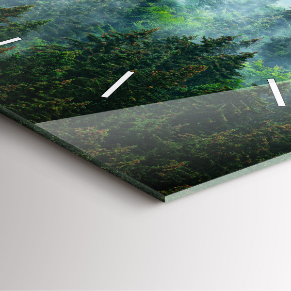 Wanduhr modern quadratisch Nebliger Wald