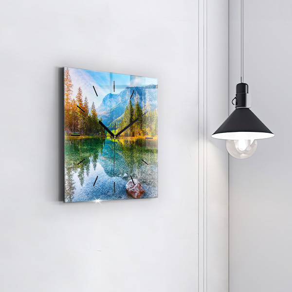 Wanduhr quadratisch Fluss Berge Landschaft