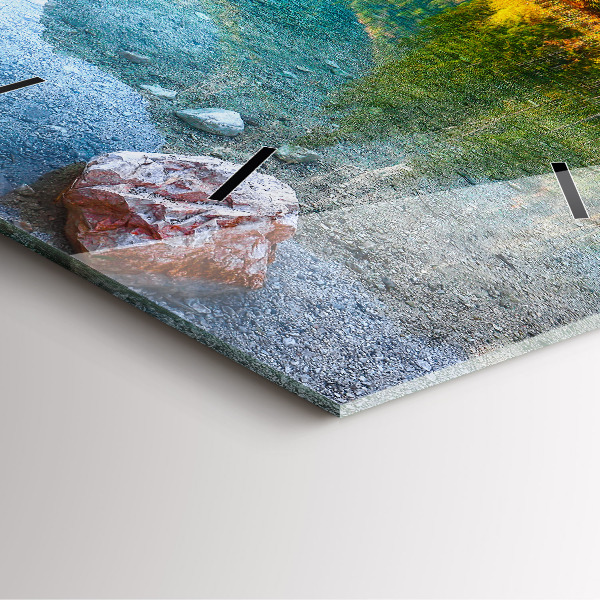 Wanduhr quadratisch Fluss Berge Landschaft