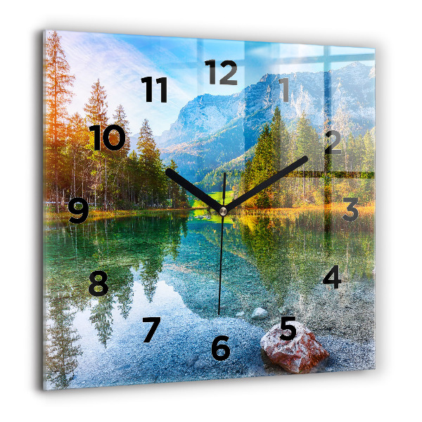 Wanduhr quadratisch Fluss Berge Landschaft