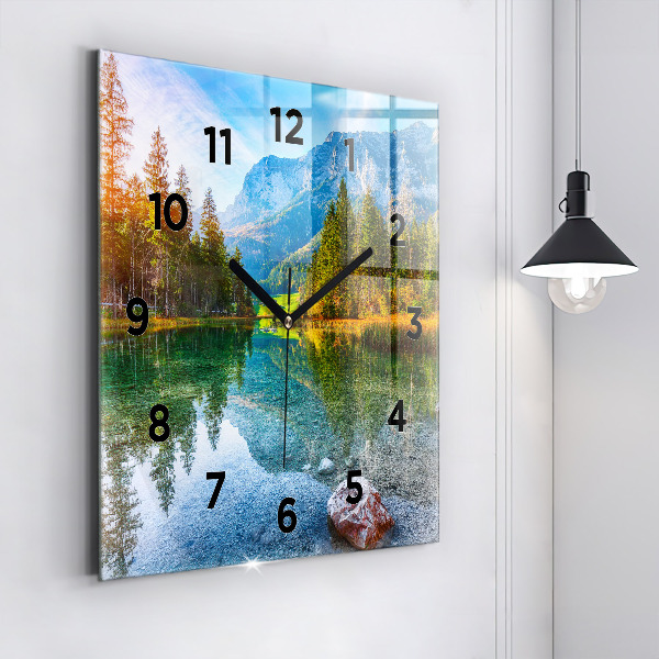 Wanduhr quadratisch Fluss Berge Landschaft
