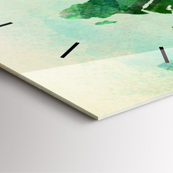 Wanduhr modern quadratisch Aquarell Weltkarte