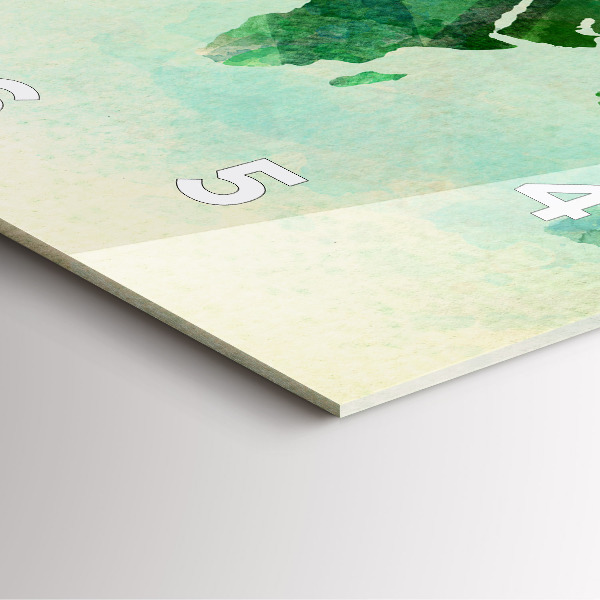 Wanduhr modern quadratisch Aquarell Weltkarte