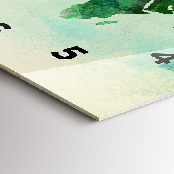 Wanduhr modern quadratisch Aquarell Weltkarte