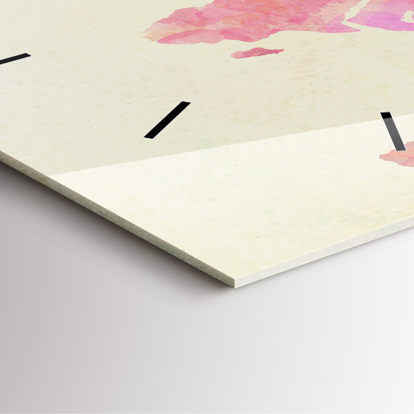 Wanduhr quadratisch Aquarell Weltkarte