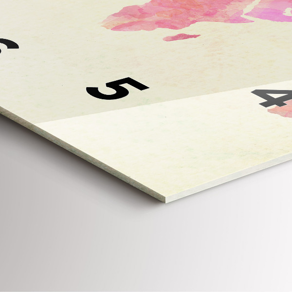 Wanduhr quadratisch Aquarell Weltkarte