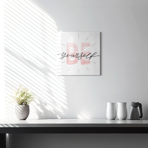 Wanduhr quadratisch mit motiv Inschrift Sei du selbst