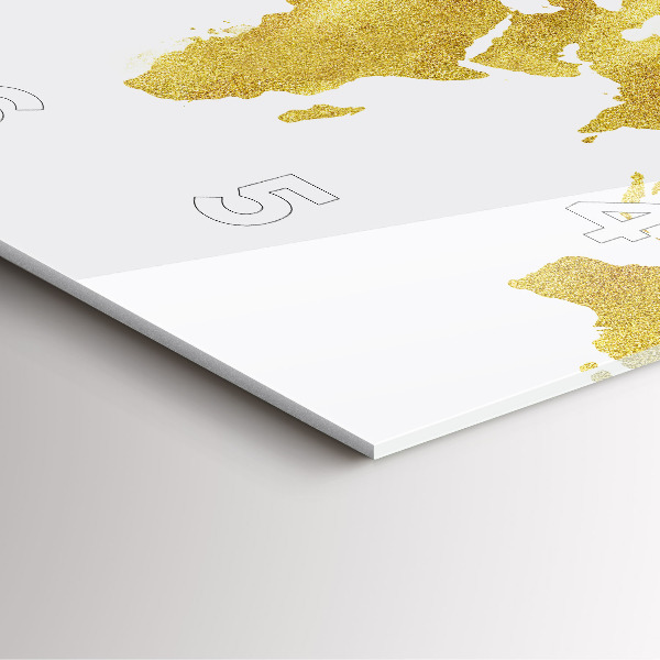 Wanduhr modern quadratisch Goldene Weltkarte