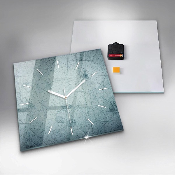 Wanduhr modern quadratisch Vintage-Karte