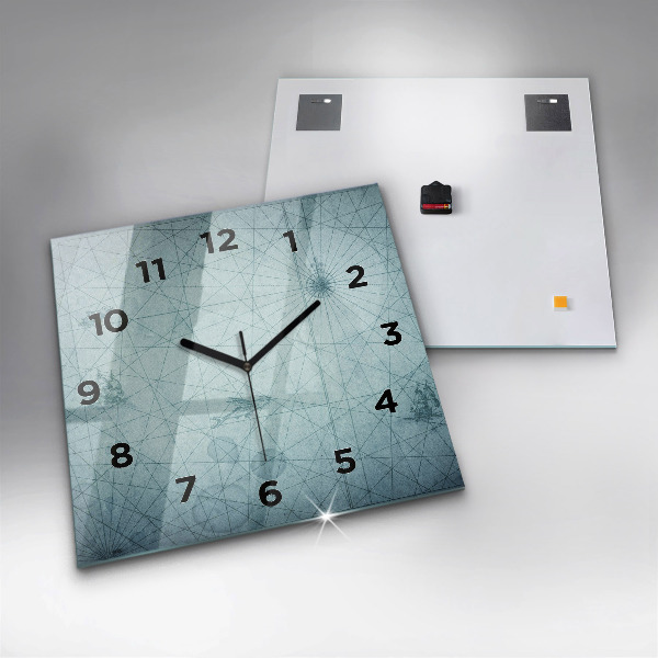 Wanduhr modern quadratisch Vintage-Karte