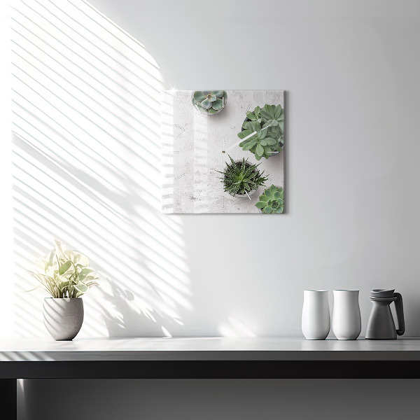 Wanduhr modern quadratisch Dekorative Pflanzen