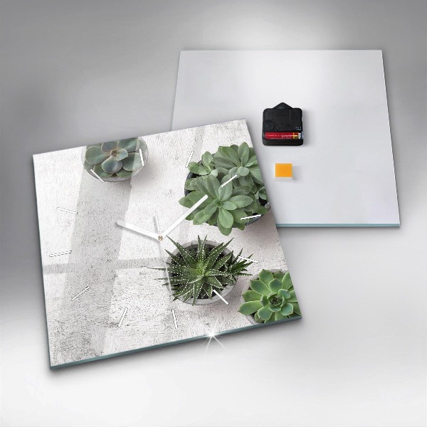 Wanduhr modern quadratisch Dekorative Pflanzen