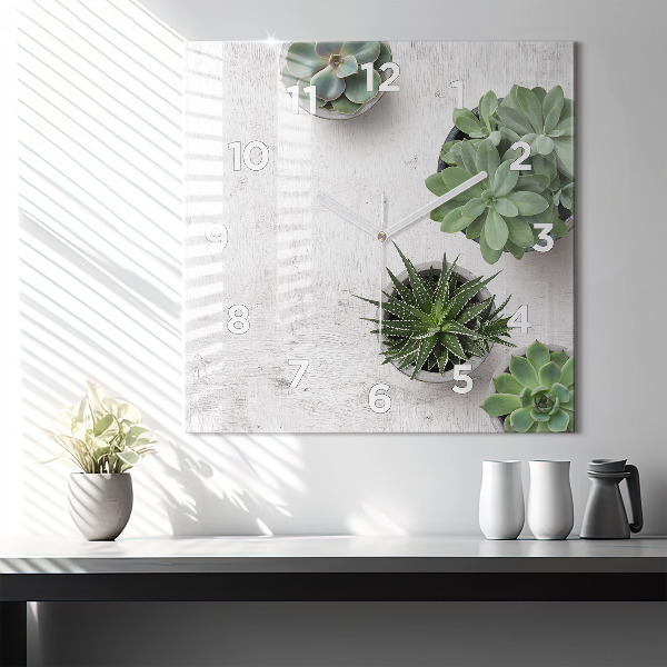 Wanduhr modern quadratisch Dekorative Pflanzen