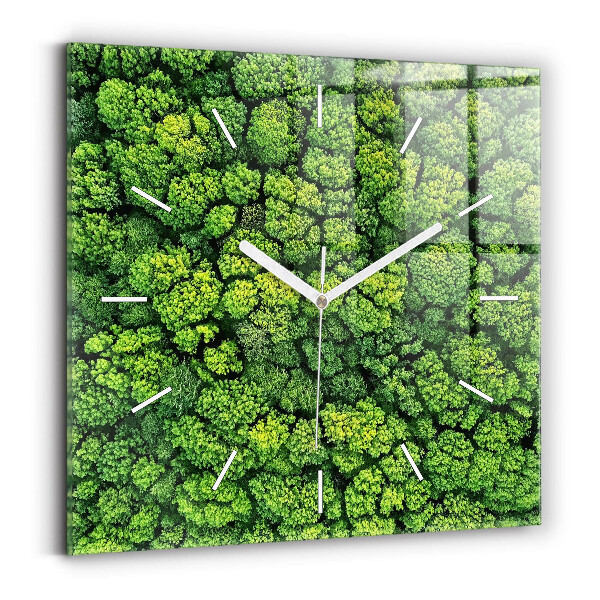 Wanduhr quadratisch mit motiv Wald aus der Vogelperspektive