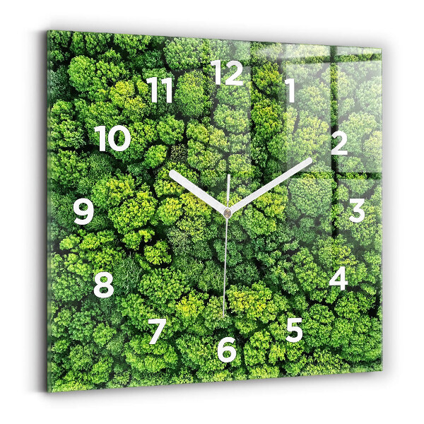 Wanduhr quadratisch mit motiv Wald aus der Vogelperspektive