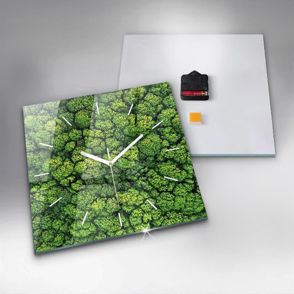 Wanduhr quadratisch mit motiv Wald aus der Vogelperspektive