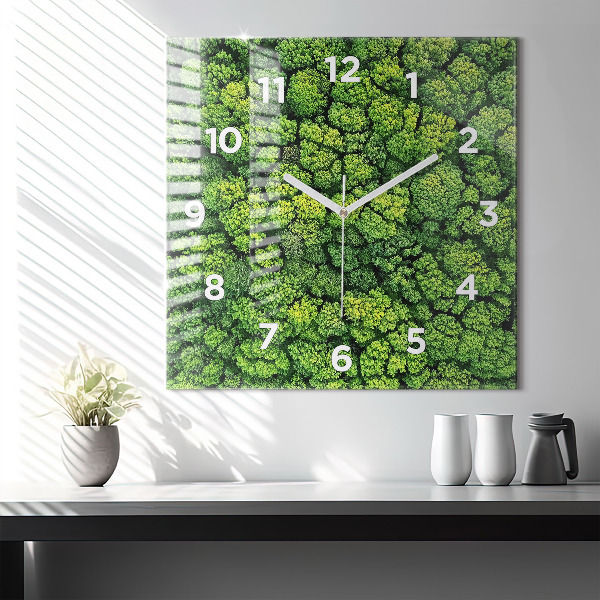 Wanduhr quadratisch mit motiv Wald aus der Vogelperspektive