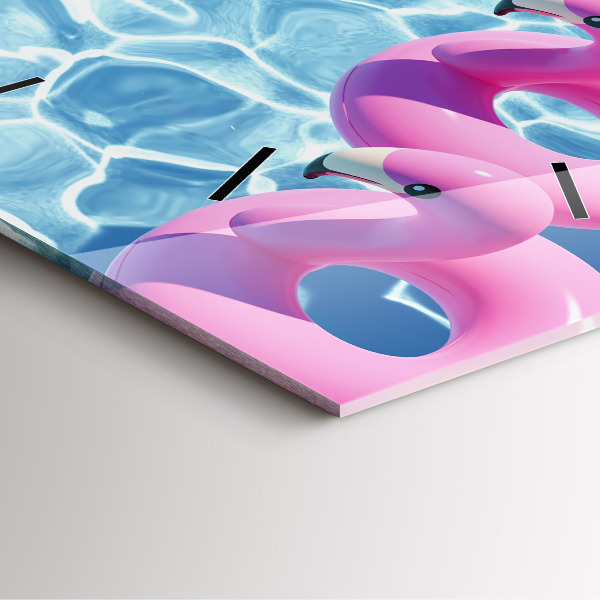 Wanduhr quadratisch Aufblasbare Flamingos