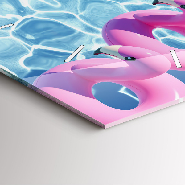 Wanduhr quadratisch Aufblasbare Flamingos