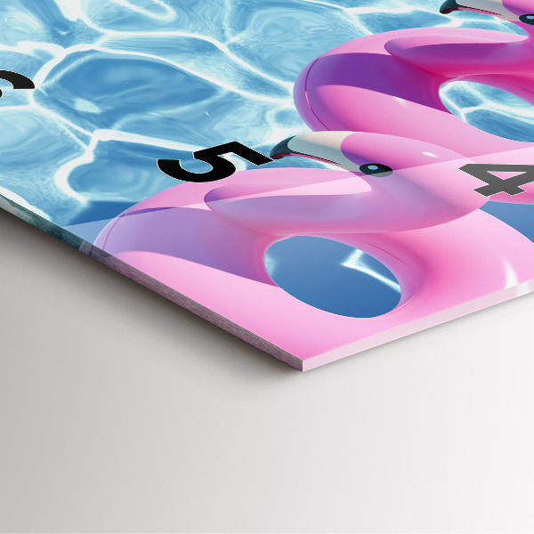 Wanduhr quadratisch Aufblasbare Flamingos