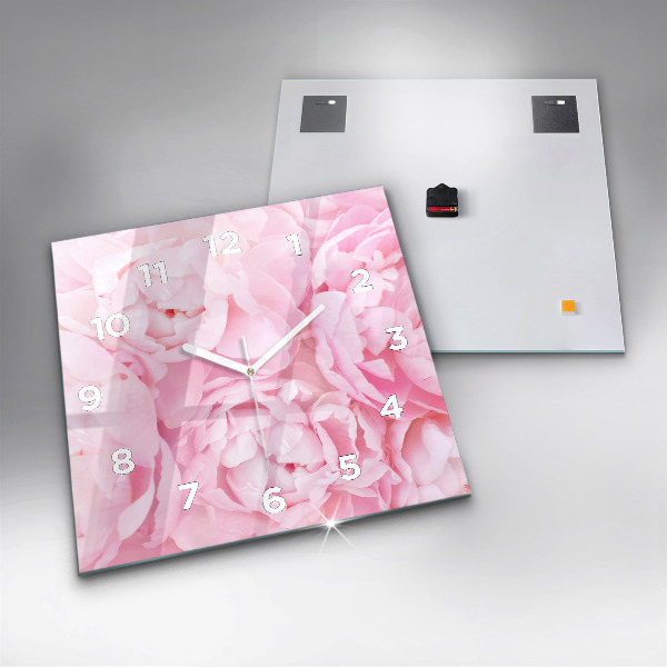 Wanduhr modern quadratisch Blühende Blumen