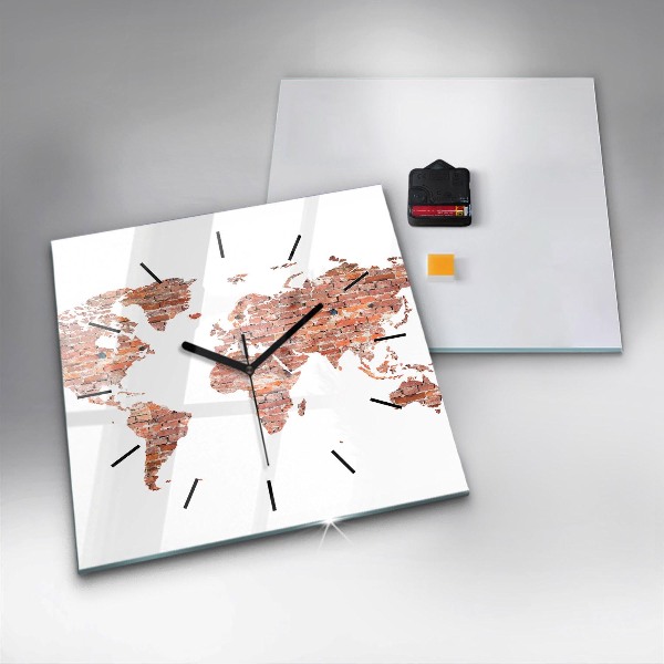 Wanduhr quadratisch mit motiv Alte Ziegelsteinkarte