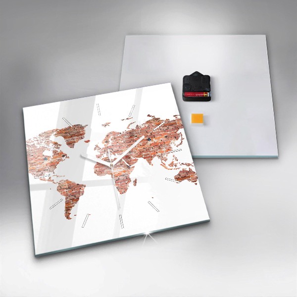 Wanduhr quadratisch mit motiv Alte Ziegelsteinkarte