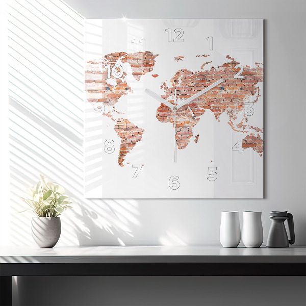 Wanduhr quadratisch mit motiv Alte Ziegelsteinkarte