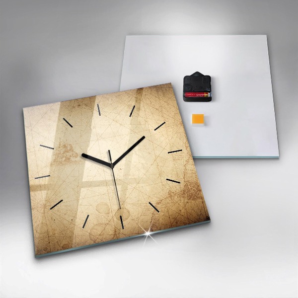 Wanduhr quadratisch mit motiv Alte Weltkarte