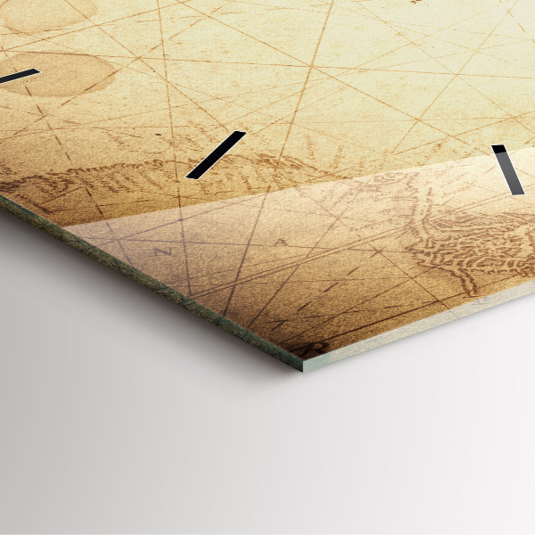 Wanduhr quadratisch mit motiv Alte Weltkarte