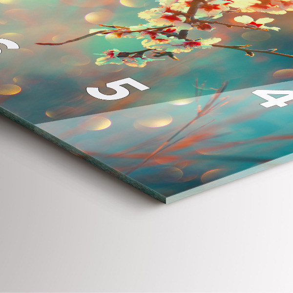 Wanduhr modern quadratisch Frühlingsblumen