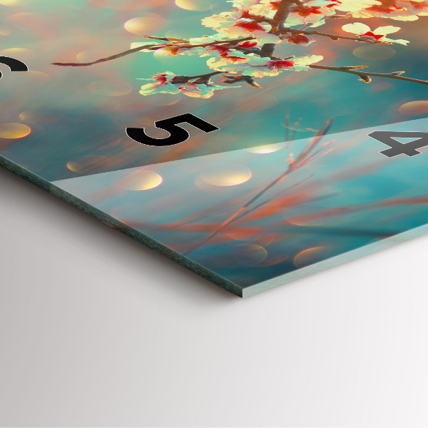 Wanduhr modern quadratisch Frühlingsblumen