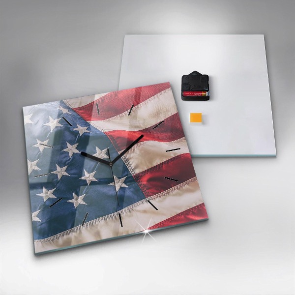 Wanduhr quadratisch mit motiv Amerikanische Flagge