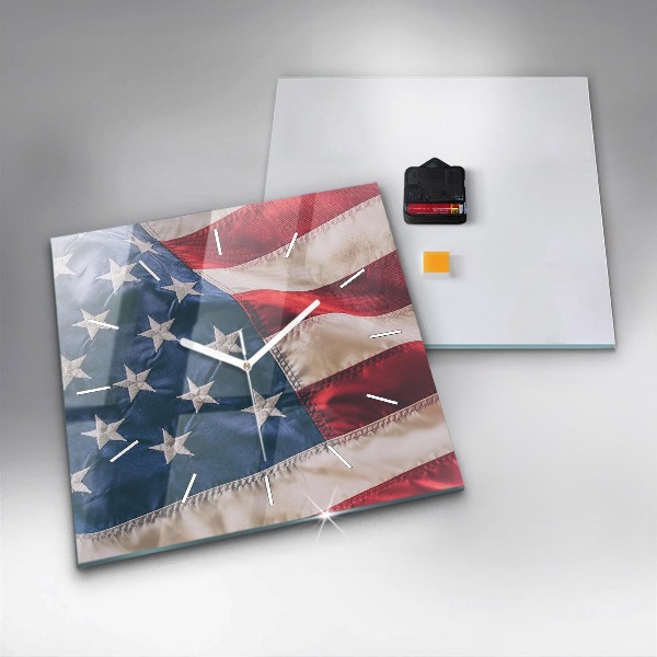Wanduhr quadratisch mit motiv Amerikanische Flagge