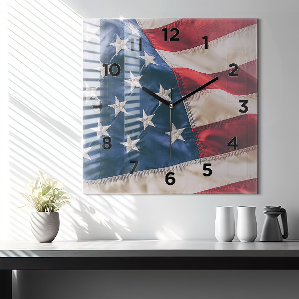 Wanduhr quadratisch mit motiv Amerikanische Flagge