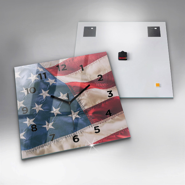 Wanduhr quadratisch mit motiv Amerikanische Flagge