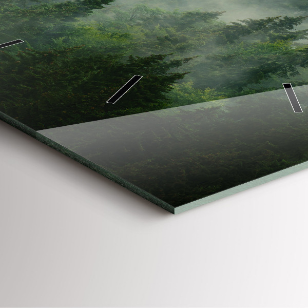 Wanduhr modern quadratisch Nebliger Wald